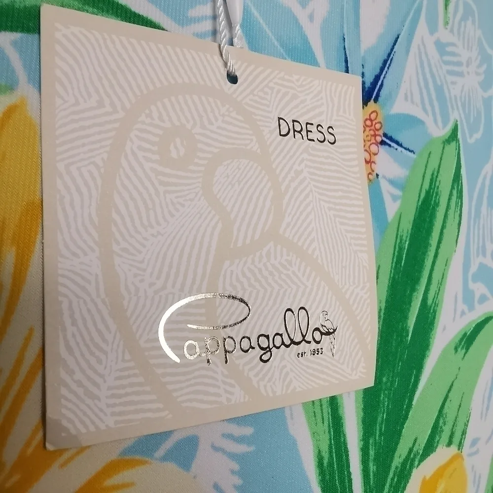 NWT Cappagallo Women’s Medium Erika Ice Blue Floral Dress Tropical Lightweight - Picture 7 of 14